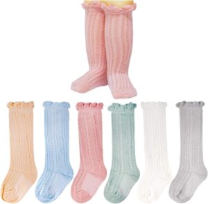 CozyWay Baby & Toddler Knee High Socks For Baby Girls Multi Color – 5 Pack