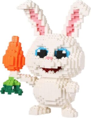 Rabbit Micro Building Blocks Set, Easter Bunny with Carrot, Nanoblock White Jade Rabbit, Wild Safari Animals, Gift for Aged 12 and Above, Compatible with Lego (Rabbit 5200pcs)