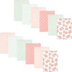 Hudson Baby Unisex Baby Flannel Burp Cloth 12pk, Sweet Peach, One Size