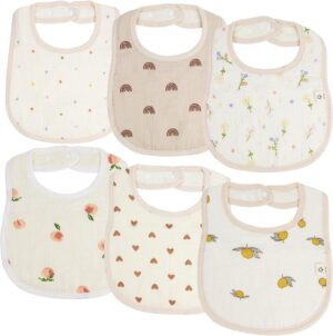 ROMASA Muslin Baby Bibs,Cotton Baby Bandana Drool Bibs for Child,Absorbent Newborns Infant Burp Cloths for Teething Drooling