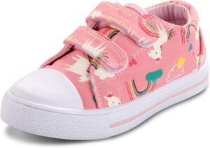 K KomForme Toddler Sneakers for Boys and Girls Dual Hook and Loops Sneakers Baby Canvas Shoes