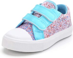 K KomForme Toddler Sneakers for Boys and Girls Dual Hook and Loops Sneakers Baby Canvas Shoes