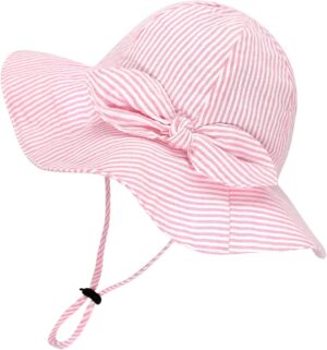 jerague Toddler Kids Baby Girl Breathable Sun Hat Cotton Foldable 50+ SPF Protective