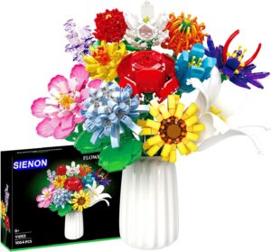 SIENON Flower Bouquet Building Set – 1064 Pcs, 12 Kinds of Flowers, Botanical Collection, Building Blocks, Creative Project for Home, Room Decor, Valentines’ Day, Christmas, Birthday