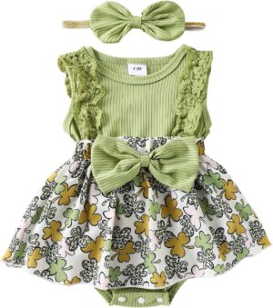 Baby Girl Clothes Newborn Romper Dress Infant Lace Ruffle Sleeveless Summer Outfits with Headband 0-12 Months