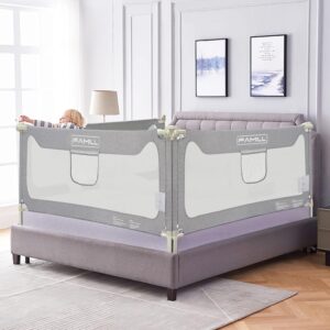 FAMILL Bed Rail for Toddlers with U-Shaped Base, Toddler Bed Rails Baby Guard for King/Twin/Full Size, Grey, 1 Piece, 74.8″