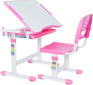 VIVO Pink Height Adjustable Children’s Desk and Chair Set | Kids Interactive Workstation