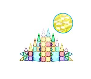 PicassoTiles 60 Piece Magnetic Building Block Mini Diamond Series Travel Size On-The-Go Construction Toy Set STEM Learning Kit Educational Playset Child Brain Development Stacking Blocks PTM60