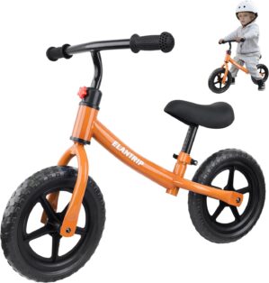Elantrip Balance Bike, Lightweight Black Toddler Bike for 1-3 Year Old Boys, Birthday Gift Toys for 1-3 Year Old Boys and Girls, No Pedal Bikes for Kids with Adjustable Handlebar and seat