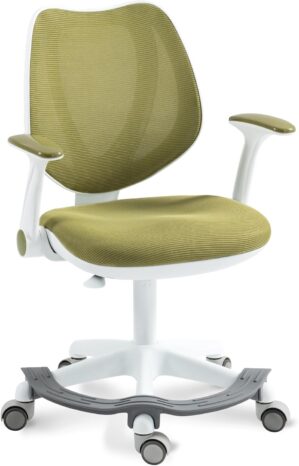 HOMEFUN Kids Desk Chair, Computer Chairs with Armrest and Footrest for Boys Girls Cute Mesh Ergonomic with Adjustable Height Swivel Safe Sit-Locking Casters Sage Green