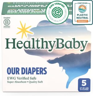 Our Diapers | EWG Verified Safe & Plant-Based Diapers | Leak Protection | Soft Organic Cotton Shell | Chlorine-Free Diaper for Sensitive Skin | Size 5 (27-35 lbs) 40 Count