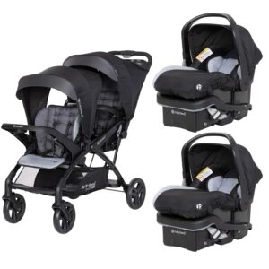 Baby Trend Double Stroller with 2 EZ-Lift Plus Infant Car Seats, Sit N’ Stand, Stormy