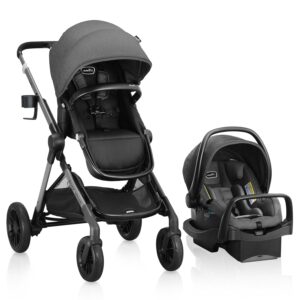 Evenflo Pivot Xpand Modular Travel System with LiteMax Infant Car Seat with Anti-Rebound Bar (Sabino Gray)