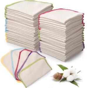 45 Pcs Flannel Cloth Baby Wipes Reusable Baby Diapers Wipes Washable Natural Unbleached Baby Face Wipes Soft and Sturdy Cloth Wipes 5 Colors Outer Stitching 8 x 8 Inches, 1.0 Count