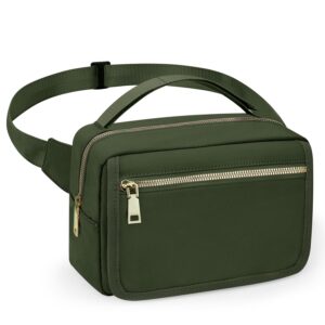 printe Small Diaper Bag with Portable Changing Pad, Crossbody Diaper Bag Pack with Wipes Pocket, Women Waist Bag for Travel, Stroller Diaper Bag, Olive Green