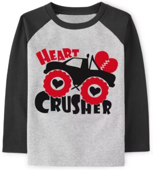 Mrocioa Toddler Boy Girls Loved Heart Valentine’s Festival Kids Raglan Long Sleeve Shirt 1-7 Years