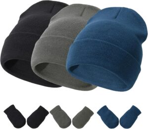 Baby Hats and Mittens Set Infant Toddler Beanie Caps Hospital Hat Set Newborn Gloves for Baby Boys Girls