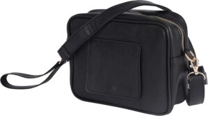 Crossbody Diaper Bag Purse with Wipes Dispenser – Stylish Vegan Leather Baby Wipes Holder Clutch for Women – Multipurpose Luxury Diaper Bag Pouch Can Hold 20-30 Various Types of Wipes – Black