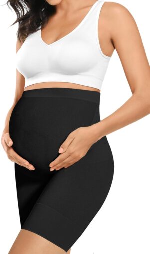 “Baby Bump” Premium Maternity Shapewear, High Waisted Mid-Thigh Pregnancy Underwear Prevent Chaffing Soft Adominal Support