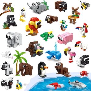 HOGOKIDS 30 Packs Party Favors for Kids – 867PCS Animals Building Blocks Sets for Classroom Prizes Goodie Bag Fillers Stocking Stuffers Birthday Valentines Easter Gifts for Kids Boys Girls 6+