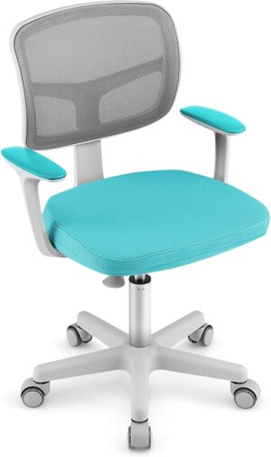 GLACER Kids Desk Chair with Arms, 330 LBS Adjustable Mesh Study Chair with Wheels for Girls Boys, Swivel Computer Task Chair with Lumbar Support, Teen Office Chair for Home, School, Bedroom (Green)