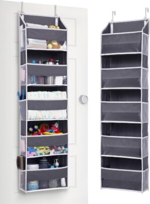 ULG 1 Pack Compact Size Over Door Organizer for Small-Sized Doors, 5 Shelves, Dark Gray