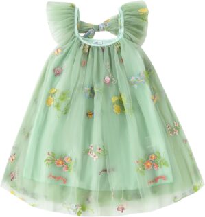 Baby Girl Tutu Dress Summer Kids Floral Tulle Skirt Bowknot Lace Sleeveless Princess Sundress