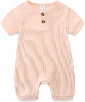 Unisex Newborn Baby Romper Ribbed Onesie Infant Long/Short Sleeve Jumpsuit