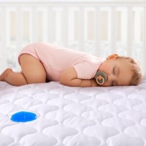 Yoofoss Waterproof Crib Mattress Protector, Quilted Crib Mattress Pad Cover Soft and Breathable, Machine Washable Toddler Mattress Protector for Standard Baby Crib Size 52”x28”