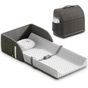 Portable Baby Diaper Changing Pad Waterproof Lining Foam Contoured Changing Table Pad with Soft Non-Slip Cover and Headrest for Dresser, Changing Table Topper Travel Outdoor