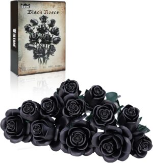 Black Roses Bouquet Building Set, Artificial Flowers Botanical Collection Blocks Kit Compatible with Lego for Adults, Gothic Home Decor for Easter and Mother’s Day (623PCS)