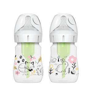Dr. Brown’s Natural Flow® Anti-Colic Options+™ Wide-Neck Baby Bottle Designer Edition Bottles, Woodland Decos, 5 oz/150 mL, Level 1 Nipple, 2-Pack, 0m+