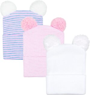 DRESHOW BQUBO Newborn Hospital Hat Infant Baby Hat Cap with Big Bow Soft Cute Knot Nursery Beanie