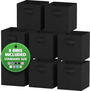 Fabric Storage Cubes for Cube Organizer – 8 Pack Heavy Duty Black Storage Bins – 11 Inch Cube Storage Bin, Use As A Clothes Storage Box In Closet, Baskets For Shelves or Cubbies Storage Organizer
