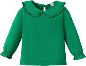 Magic Park 12M-6Y Baby Girl Long Sleeve Blouse Toddler Ruffle T-Shirt Kid Solid Color Tee Casual Tops Winter Clothes