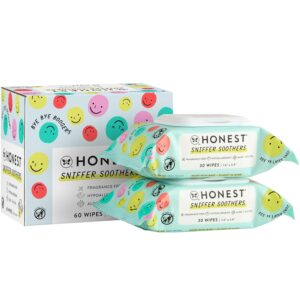 The Honest Company Plant-Based Snot Removing Wipes | Soothing Nose + Face Wipes with Aloe | Hypoallergenic for Sensitive Skin, EWG Verified | Fragrance Free, 60 Count