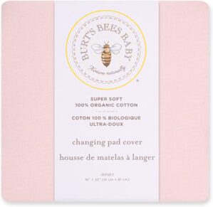 Burt’s Bees Baby Unisex Baby Gift Set – Crib Sheet, Changing Pad Cover & Burp Cloths, 100% Organic Cotton Essentials Bundle