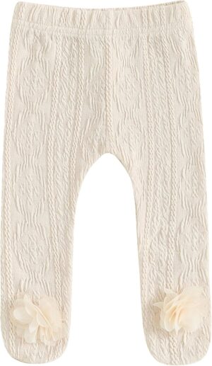 Mubineo Baby Girl Footed Leggings Cute Flower Tights Toddler High Waist Legging Pant Cotton Socks Pantyhose