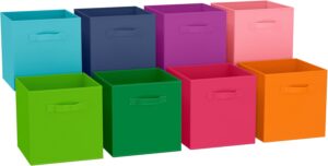 NEATERIZE 11 Inch Cube Storage Bins For Kids – Set of 8 – Fits Into Most Storage Cubes Organizer, Perfect For Toy, Clothing, nursery or General Closet Organization