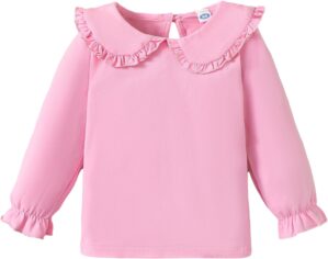 Magic Park 12M-6Y Baby Girl Long Sleeve Blouse Toddler Ruffle T-Shirt Kid Solid Color Tee Casual Tops Winter Clothes