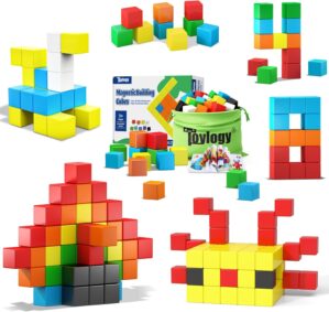 48PCS Magnetic Blocks for Toddlers Toys, Large Magnetic Cube Toys for Sensory STEM Education Preschool Magnet Toys for 3 4 5 6 Year Old Boys and Girls, Compatile with Mine Magnet World