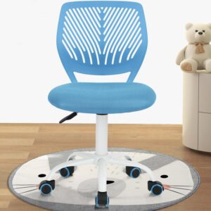 FurnitureR Small Desh Chair Mesh Home Office Task Chair, Swivel Rolling Study Writng Chair for Girls Teens Child, Blue