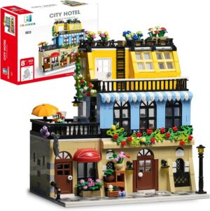 ENJBRICK Flowers City Hotel House Building Kit for Adutls, Creator Building Toy Set with Apartmant and Shops for Girls and Adults 1464 pcs