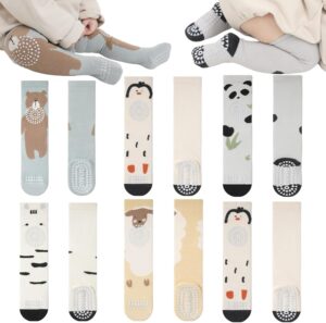 Baby Toddlers Knee High Non Slip Socks with Grips Girl Boy Non-Skid Socks Newborn Infant Floor Crawling Tube Stockings