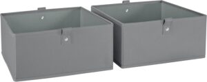 RiverRidge Kids 2pc Folding Storage Bins Set – 10.5” Bin Organizers with Handles – Gray Closet Organizer and Storage for Toys, Games, Shoes – Foldable Cube Storage Organizer Bins for Playroom, Nursery
