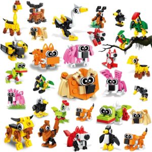 HOGOKIDS Party Favors for Kids, 20 Pack Animals Building Block Toy, Easter Gifts Goodie Bags Stocking Stuffer Classroom Prizes Building Set, Christmas Birthday Gift for Boys Girls Ages 6-12+