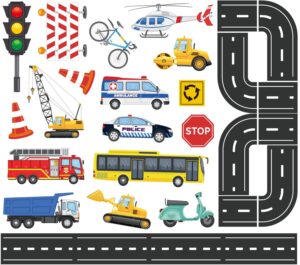 Foam Bath Toys for Toddlers- 29 Piece Vehicles Bath Stickers with Storage Bag Educational Floating Bathtub Traffic Preschool Non-Toxic Fun Bathing for Baby Girls Boys Toddler Kids