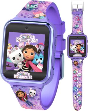 Accutime Kids Gabby’s Doll House Purple Educational Touchscreen Smart Watch Toy for Girls, Boys, Toddlers – Selfie Cam, Learning Games, Alarm, Calculator, Pedometer & More (Model: GAB4007AZ)