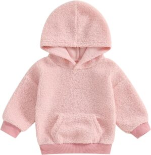 Mandizy Toddler Baby Girl Boy Winter Clothes Fleece Jacket Hoodie Coat Warm Furry Hooded Jumper Outerwear Tops