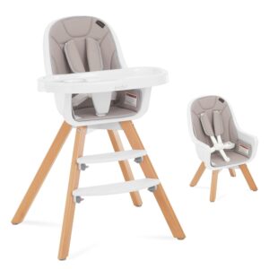 Evolur Zoodle 2 in 1 Convertible Baby High Chair in Light Gray